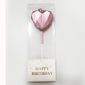 Diamond Heart Metallic Pink Candle